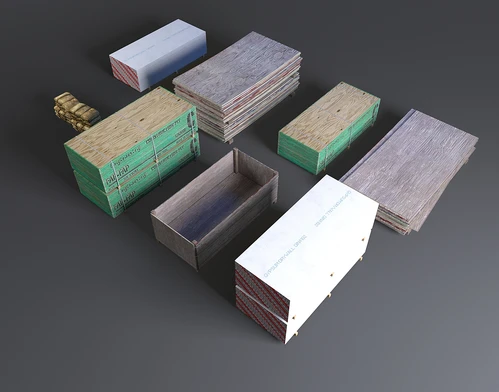 现代木板3D模型