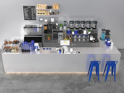 现代奶茶店吧台操作台