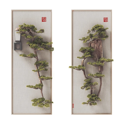 新中式墙面绿植装饰