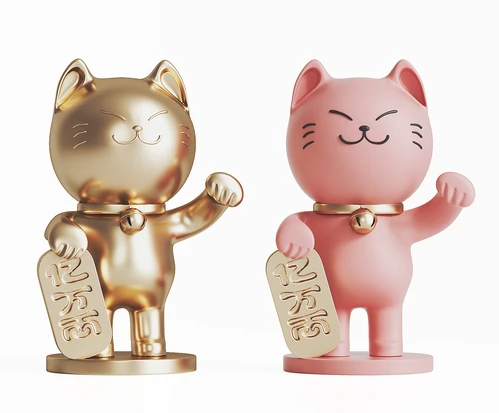 现代招财猫摆件