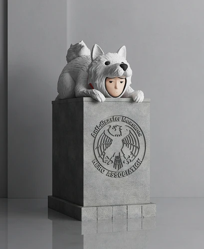 现代警犬侠雕塑