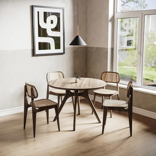 cassina 侘寂风实木餐桌椅