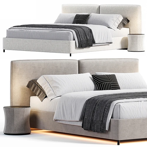 Minotti 现代布艺双人床