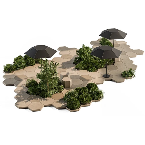 带植物的城市家具