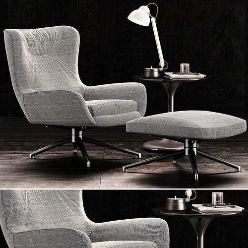 Minotti Jensen 现代休闲椅脚踏组合