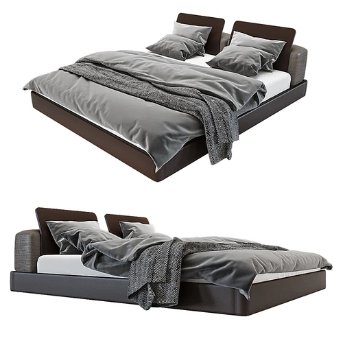 Bed Base北欧矮床头板双人床