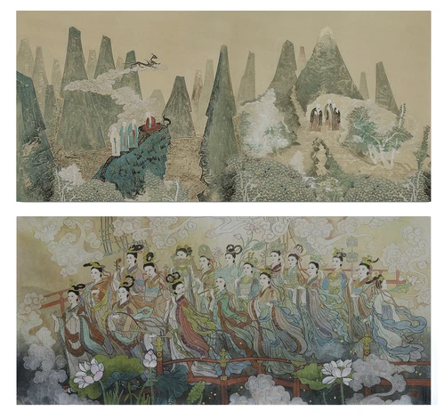 中式神话人物挂画组合3D模型