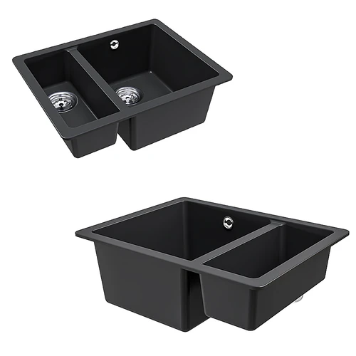 Sink Quadro现代黑色金属双洗手槽