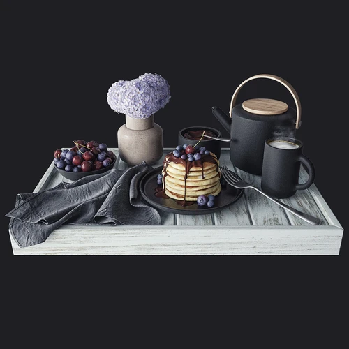 现代厨房餐具面包茶壶