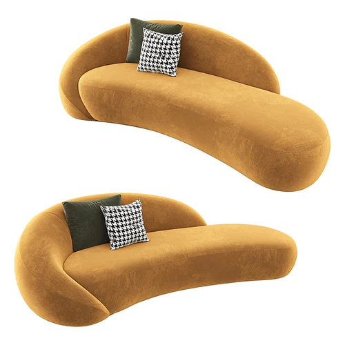 Sofa Galleta 现代布艺黄色弧形沙发