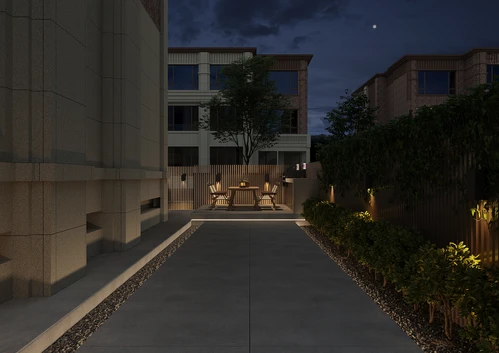现代别墅庭院夜景3d模型