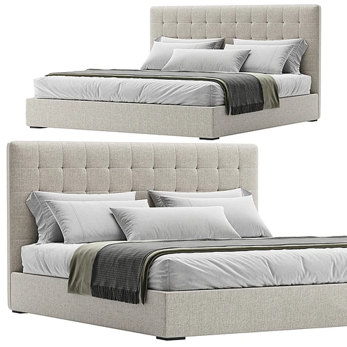 westelm 现代布艺双人床