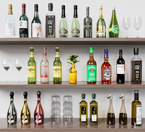 现代酒瓶酒杯