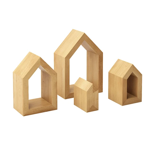four-houses-wooden现代饰品四间房子木制装饰