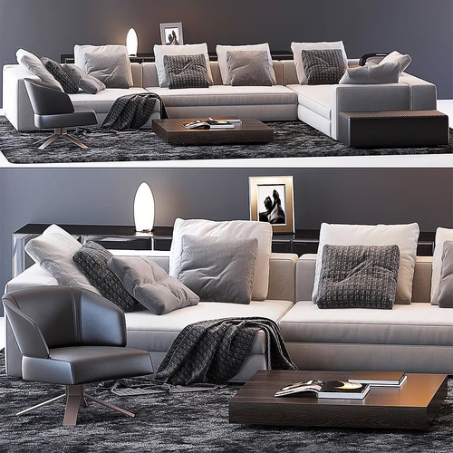 Minotti Yang 现代沙发茶几组合