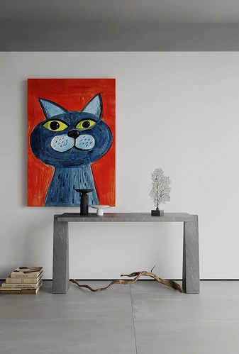 现代北欧卡通色彩小猫儿童房装饰画