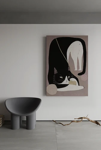 现代诧寂风北欧动物猫装饰画