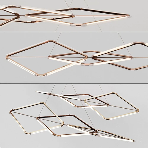 现代金属环扣吊灯3d模型