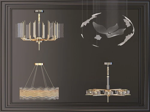 现代轻奢金属吊灯3d模型