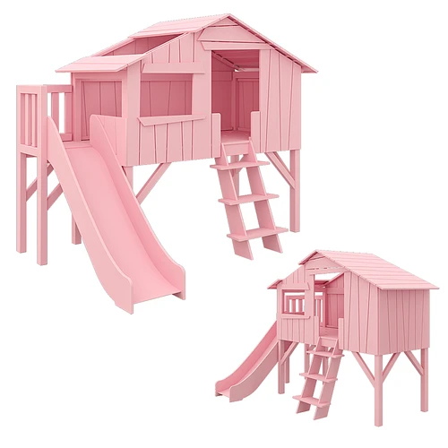 CABANE SIM 现代粉木屋滑滑梯