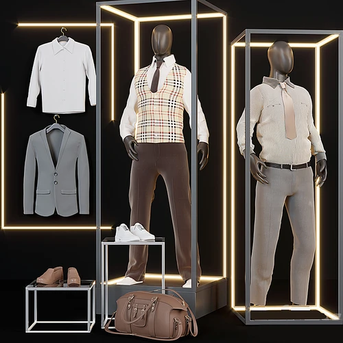 Clothing store showcase现代男士服装