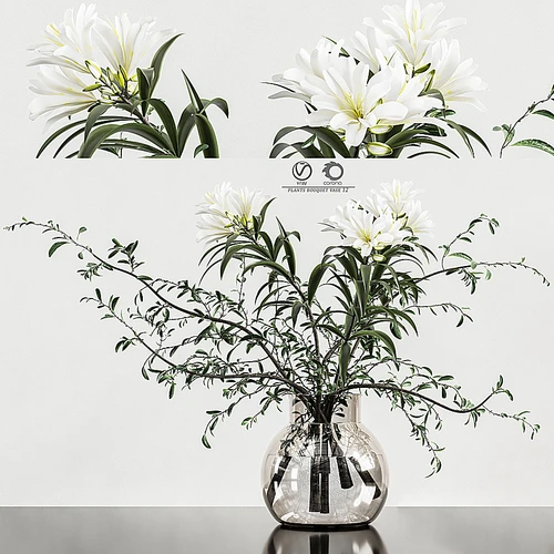现代植物花瓶花束