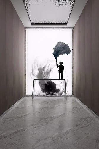 现代端景台雕塑组合