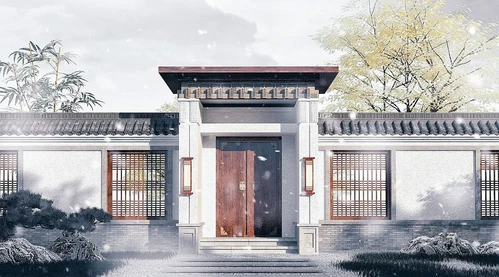 中式庭院大门门面