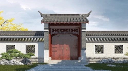 中式古建庭院大门
