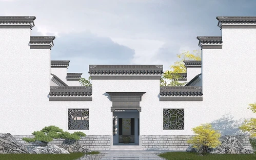 中式徽派古建庭院门头