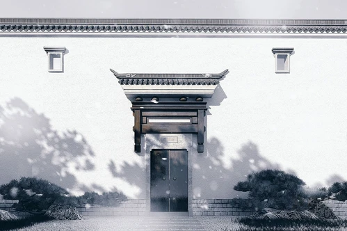 中式徽派古建庭院门头