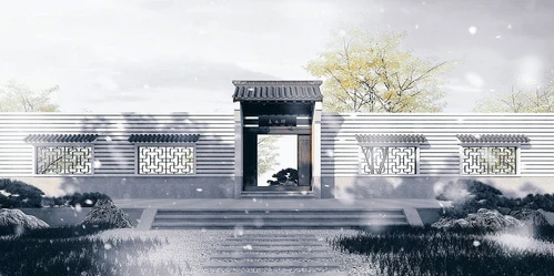 中式古建庭院大门门头