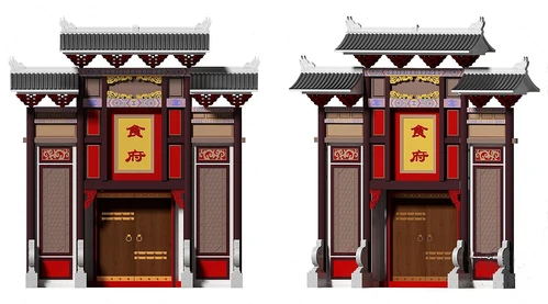 中式餐馆牌坊大门门头