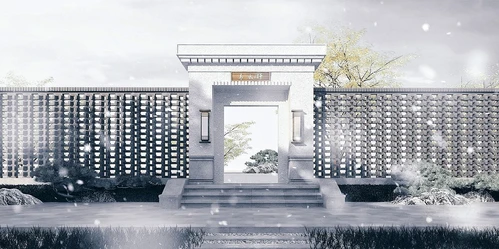 新中式庭院大门门头