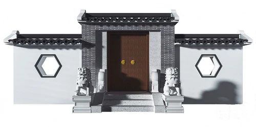 新中式大门围墙