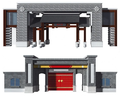 新中式小区大门门头