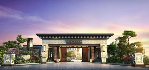 新中式住宅小区入口门头