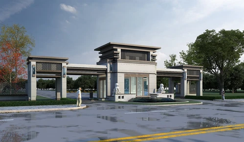 新中式公园大门门面