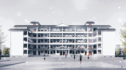 新中式学校教学楼外观