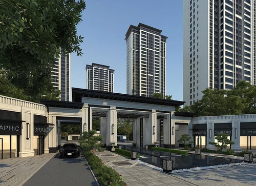 新中式住宅小区建筑外观