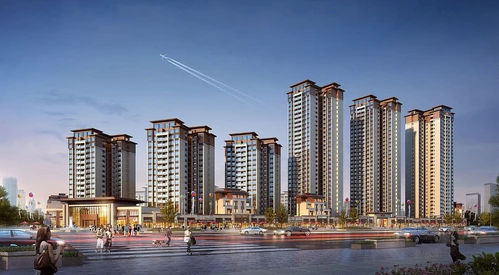 新中式商住楼建筑外观