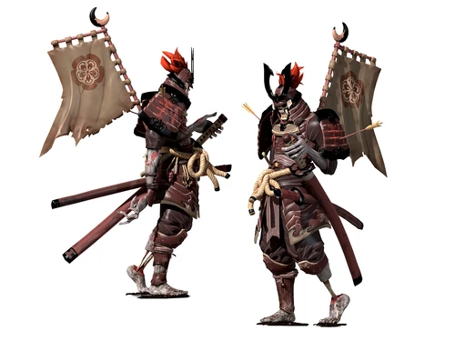 现代浮世绘日本骷髅武士恐怖雕塑