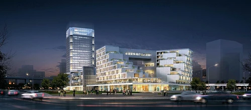 现代商业楼外观夜景