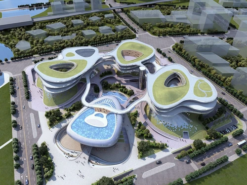 现代异形展览馆建筑外观