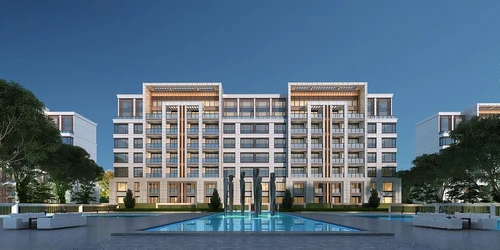 现代多层住宅楼建筑外观