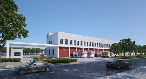 现代消防队办公楼建筑外观