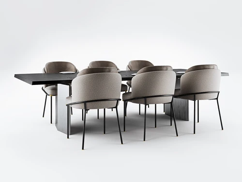Minotti Fil Noir 餐椅和摩根餐桌