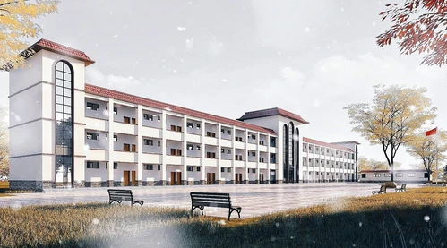 现代学校教学楼外观