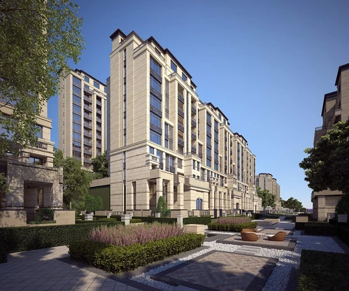 简欧联排住宅楼建筑外观