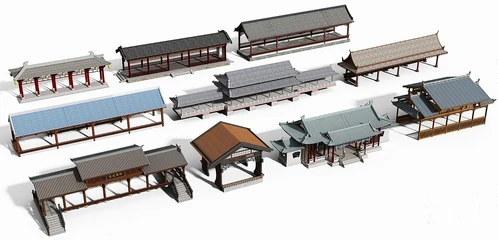 中式古建长廊构件